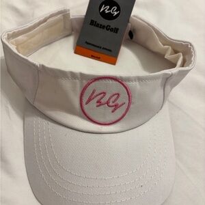 BlazeGolf White Visor with Pink Logo